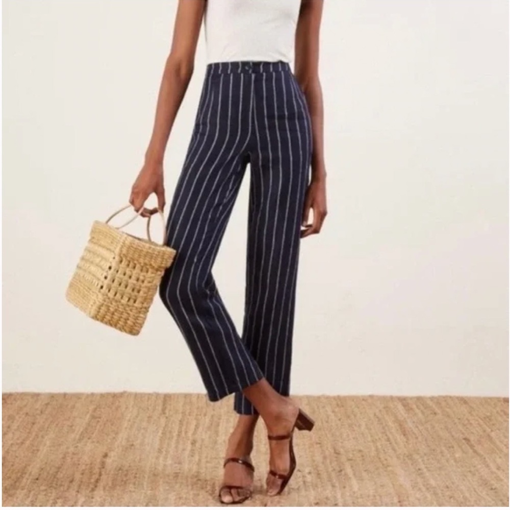 Reformation Verano Striped Linen Trouser Size 2